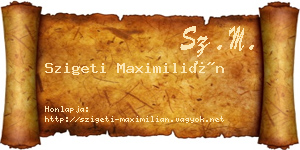 Szigeti Maximilián névjegykártya